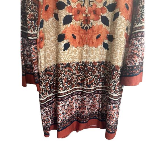 One World Live And Let Live Tunic Dress Large Multi Patterned Beads VNeck #5461 - Picture 10 of 14